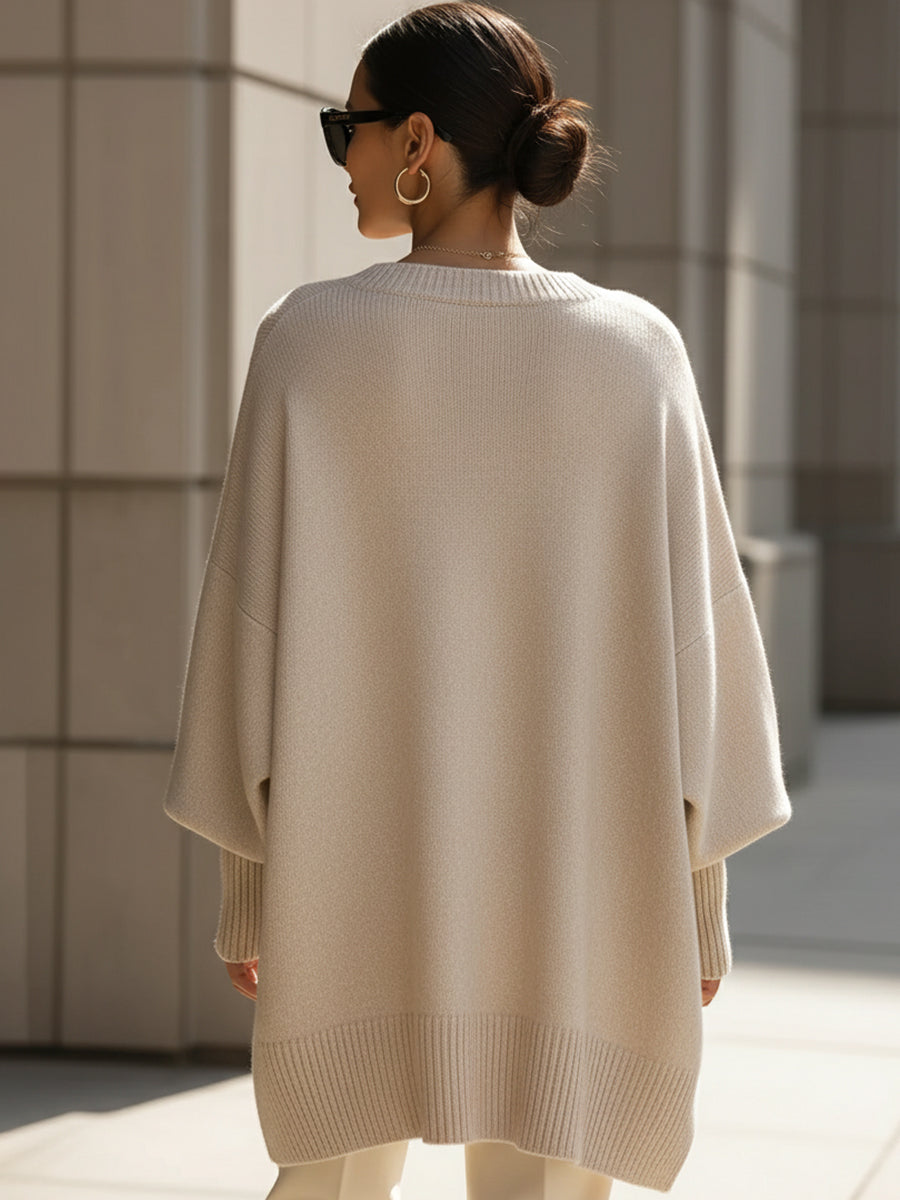 Jennifer | Oversized Sweater with Draping and Wide Neck
