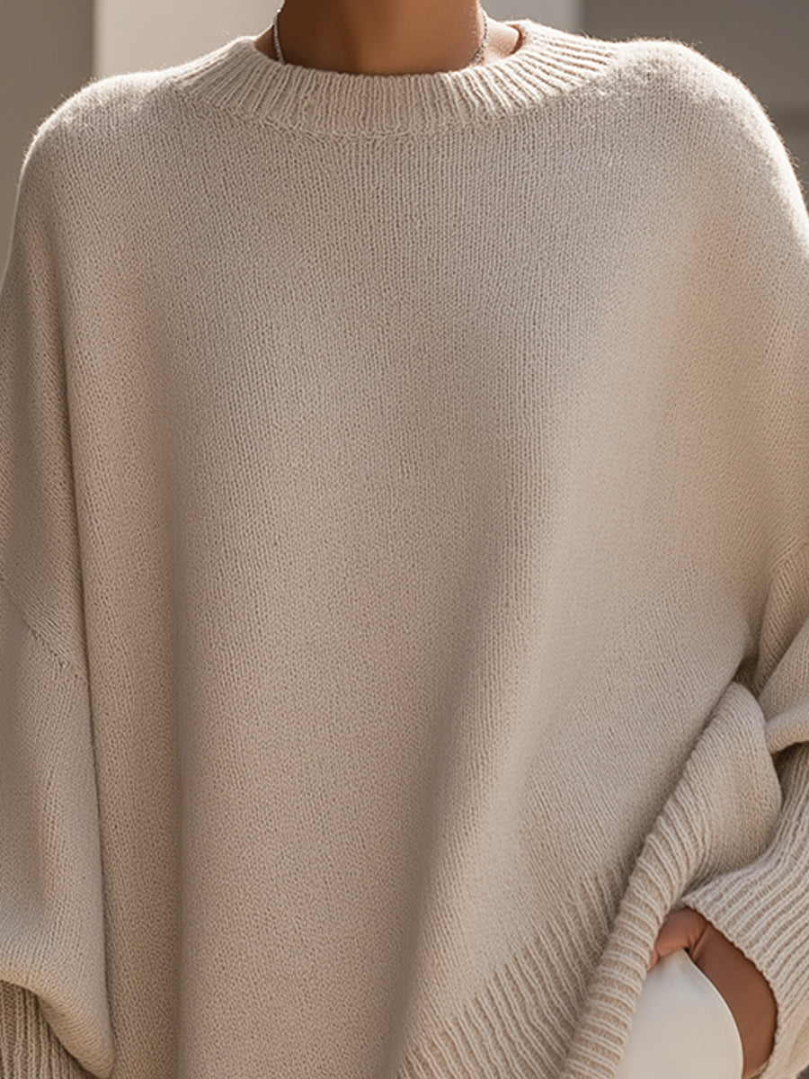 Jennifer | Oversized Sweater with Draping and Wide Neck