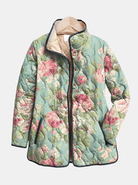 Delphine | Retro Floral Patterned Quilted Jacket