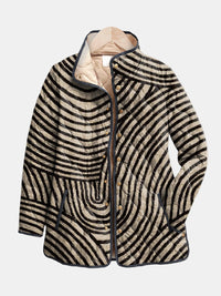 Loxana | Retro Hand-Drawn Circle Design Quilted Jacket