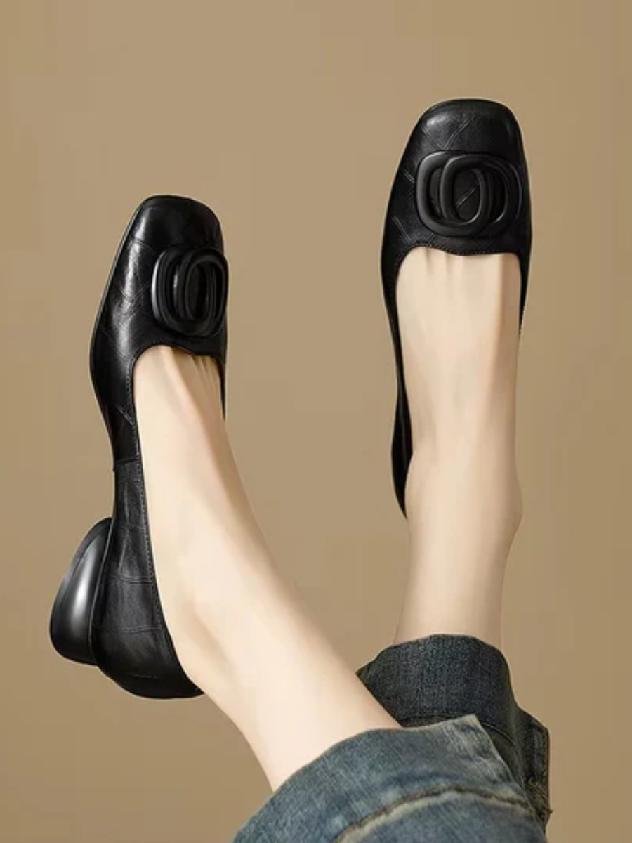 Margot | Square-Toe Leather Ballet Flats