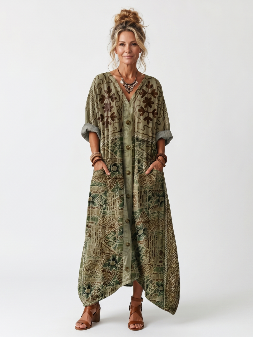 Aleta | Button Front Midi Dress