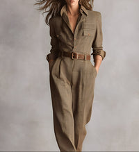 Célia | Brown Overall with Refined Details