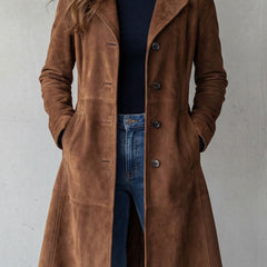 Disa | Vintage Suede Finish Long Coat - 1