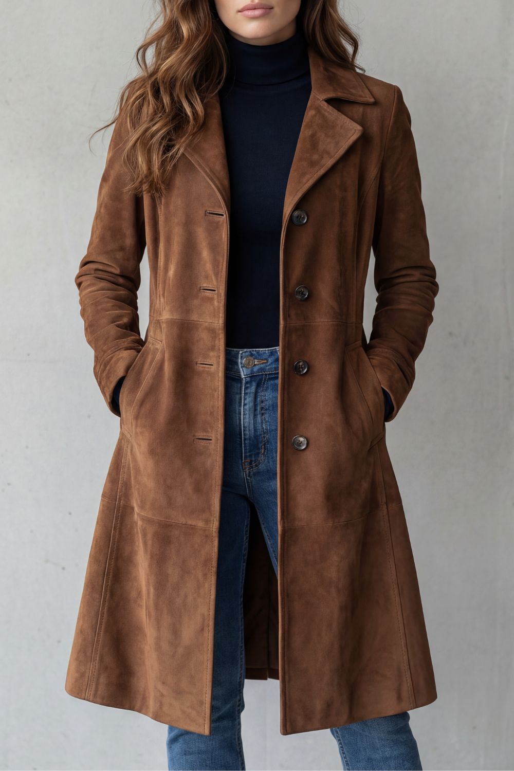 Disa | Vintage Suede Finish Long Coat - 1