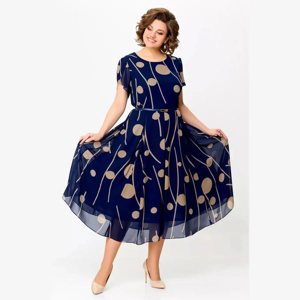Lydia | Navy Polka Dot Midi Dress