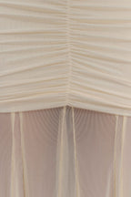 Caspian Slinky And Mesh Off Shoulder Maxi Dress - Ivory