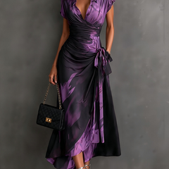 Saffraan | Abstracte Print Herfst Jurk - 6