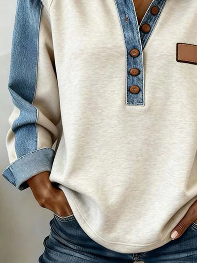 Sophy | Classic Long-Sleeve Denim Top