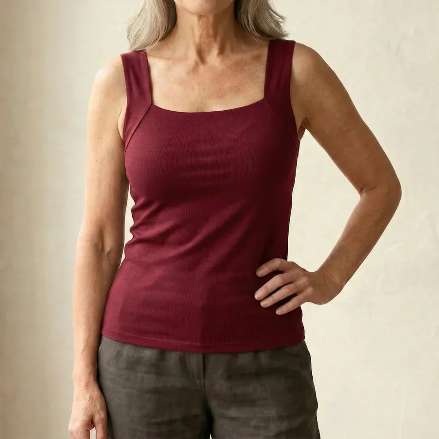 Roxanne | Built In Comfort Bra Tanktop – Burgundy