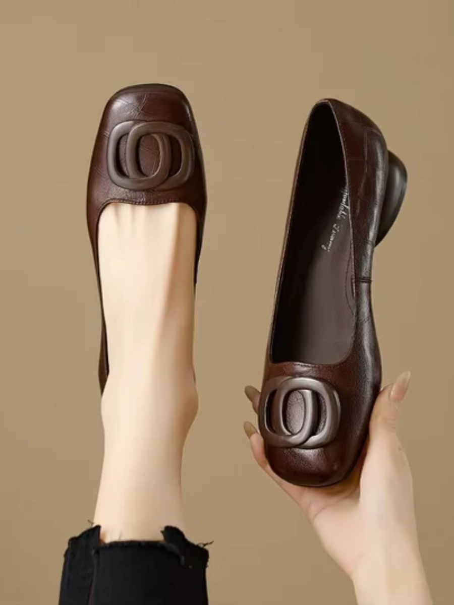 Margot | Square-Toe Leather Ballet Flats