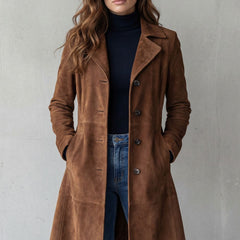 Disa | Vintage Suede Finish Long Coat - 2