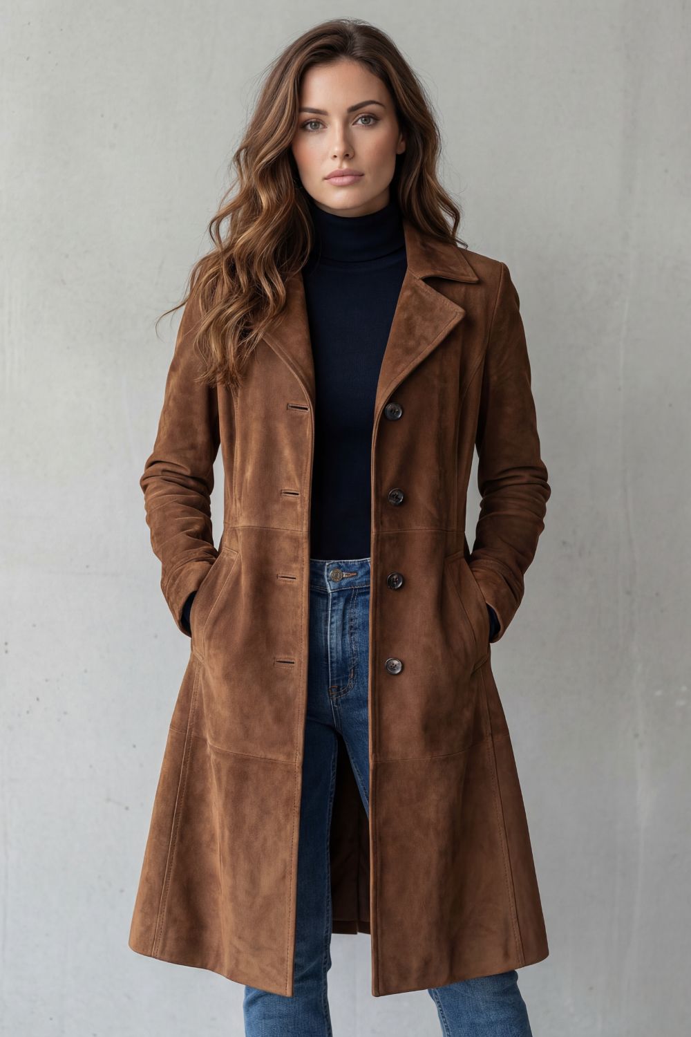 Disa | Vintage Suede Finish Long Coat - 2
