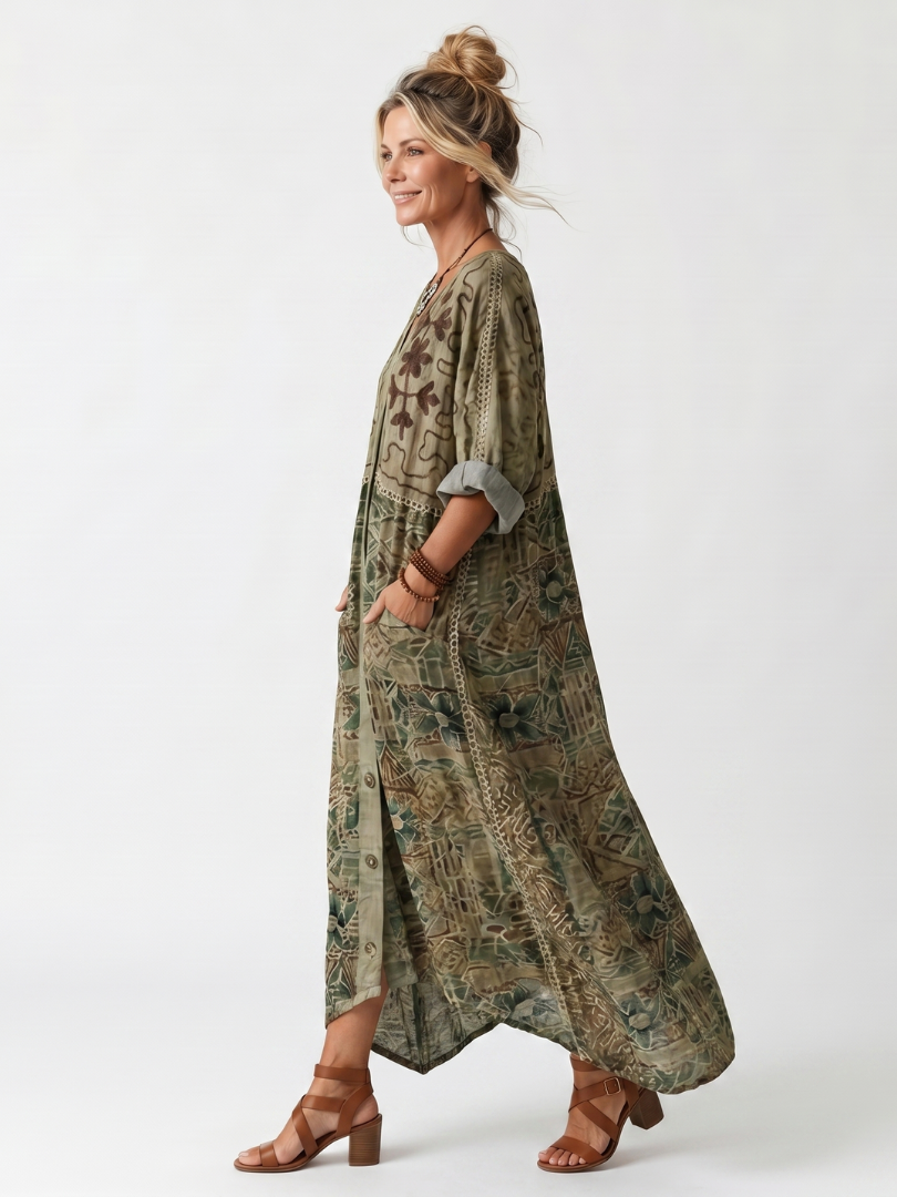 Aleta | Button Front Midi Dress
