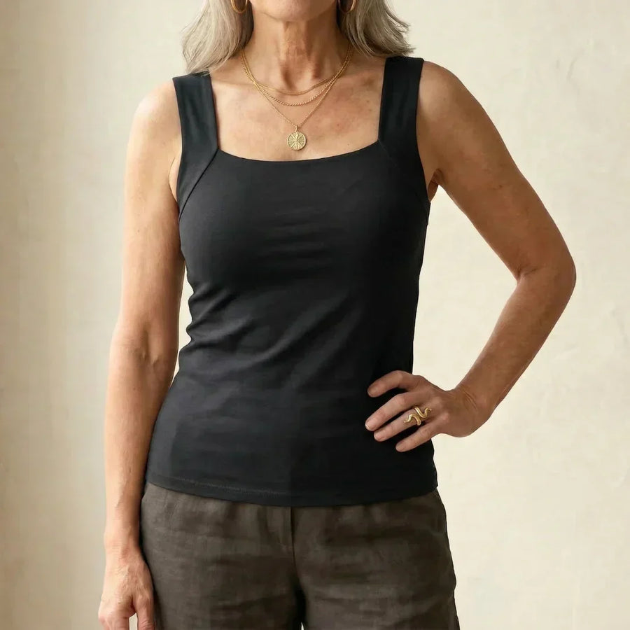 Roxanne | Built In Comfort Bra Tanktop – Black