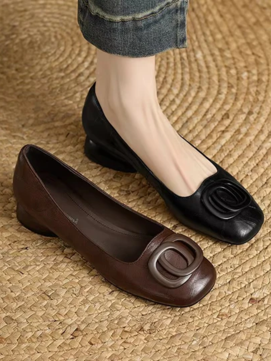 Margot | Square-Toe Leather Ballet Flats