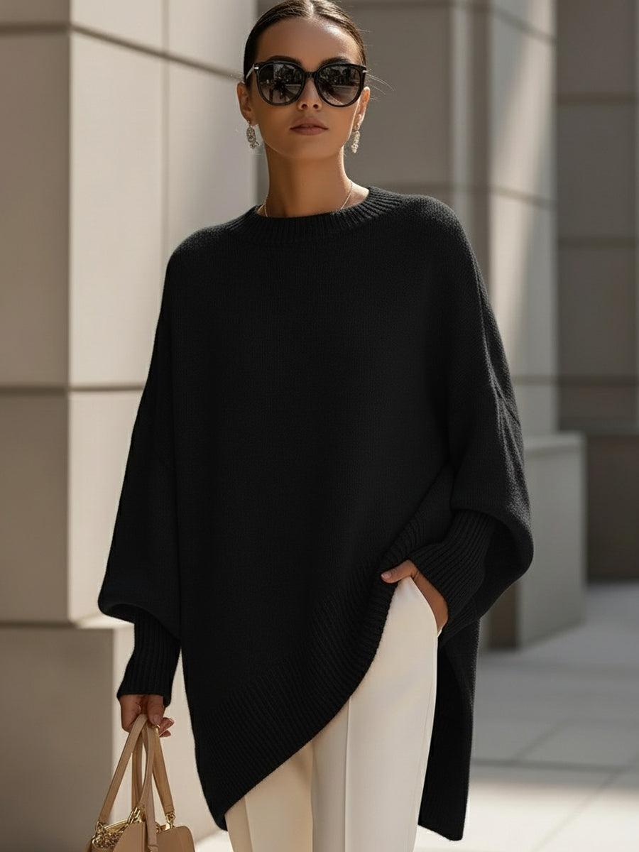 Jennifer | Oversized Sweater with Draping and Wide Neck