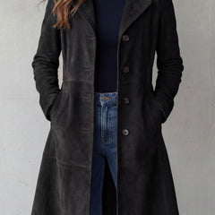 Disa | Vintage Suede Finish Long Coat - 4