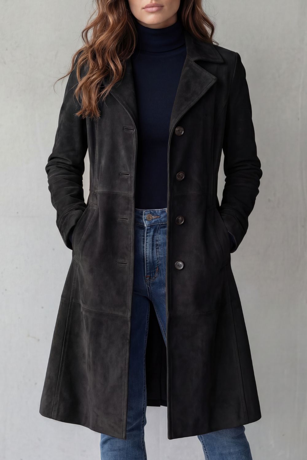 Disa | Vintage Suede Finish Long Coat - 4