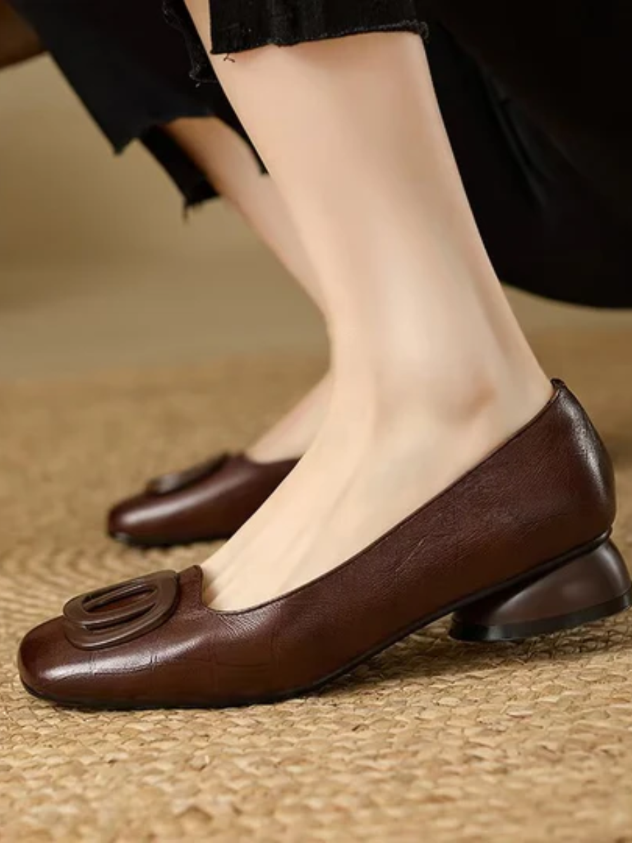 Margot | Square-Toe Leather Ballet Flats