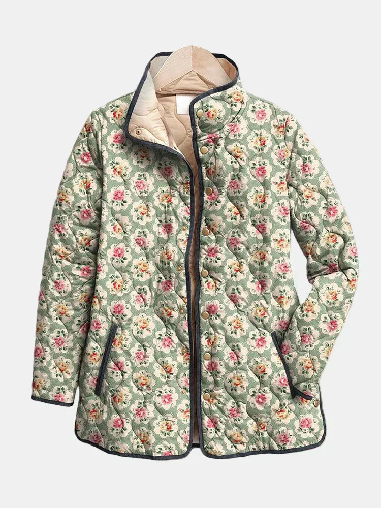 Camille | Vintage Floral Art Print Quilted Jacket