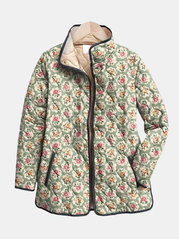 Camille™ | Vintage Floral Art Print Quilted Jacket
