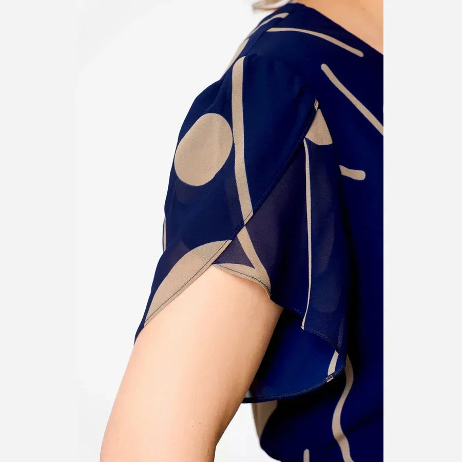 Lydia | Navy Polka Dot Midi Dress