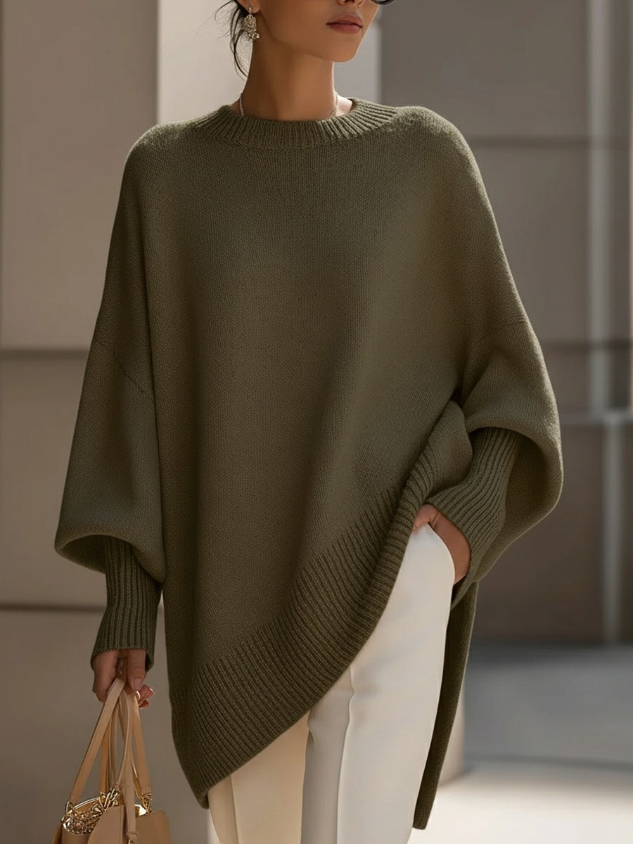 Jennifer | Oversized Sweater with Draping and Wide Neck