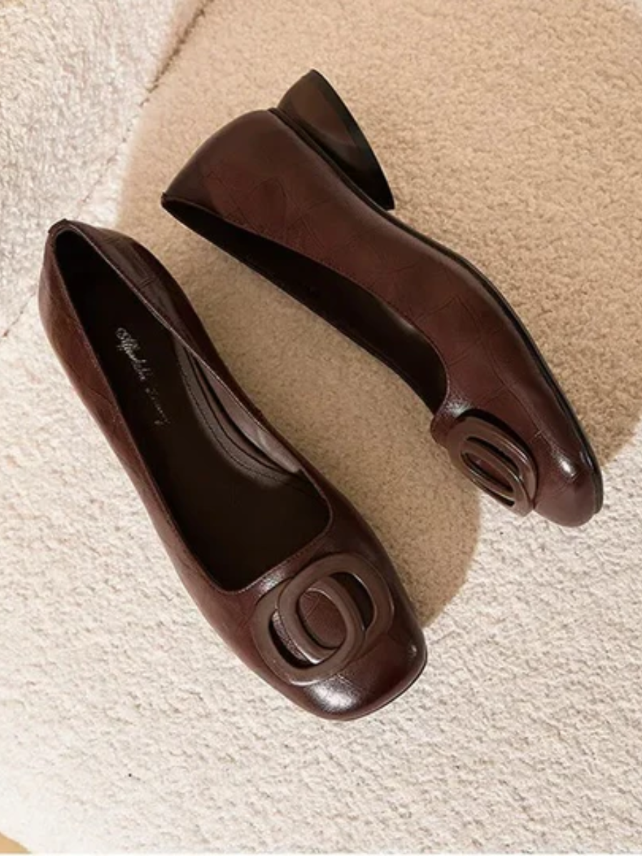 Margot | Square-Toe Leather Ballet Flats