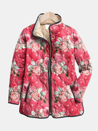 Laverne | Charming Pink Floral Print Quilted Jacket
