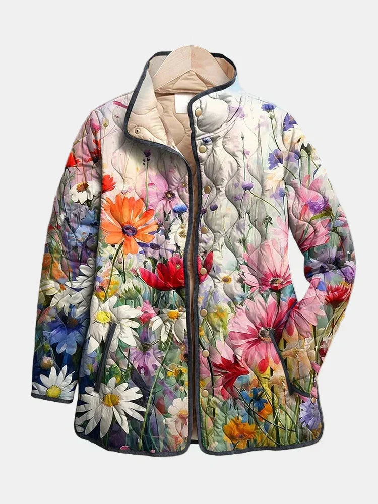 Roswyn | Charming Vintage Floral Print Quilted Jacket
