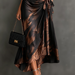 Saffraan | Abstracte Print Herfst Jurk - 3