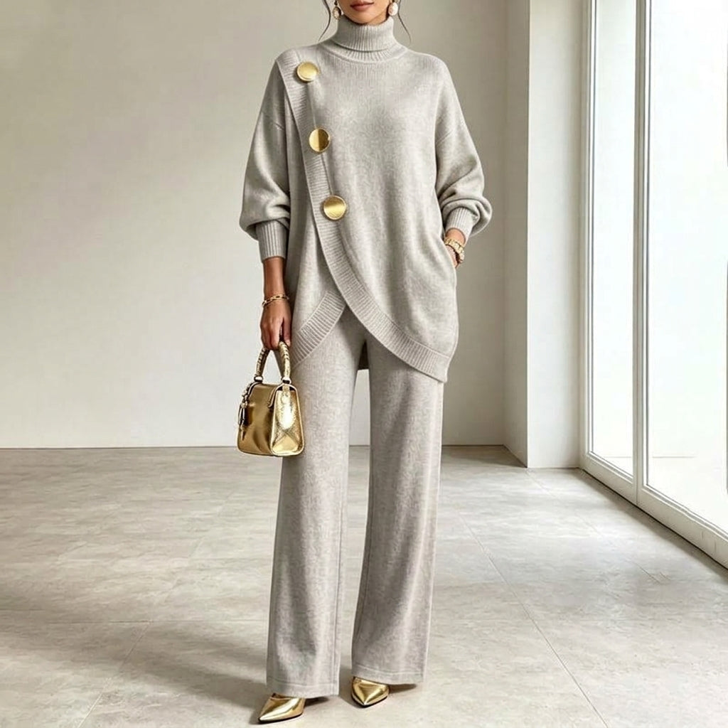 Noa | Knit set with turtleneck and wide pants