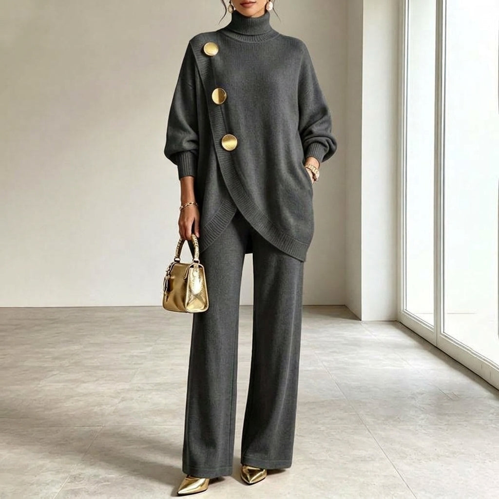 Noa | Knit set with turtleneck and wide pants