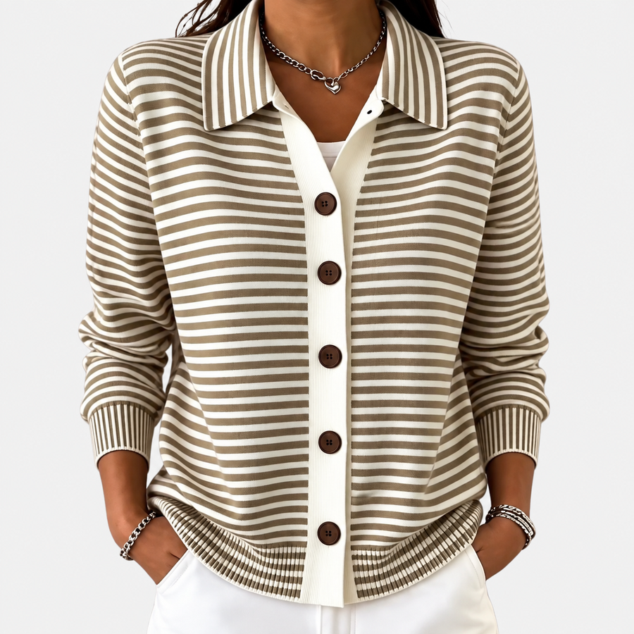Nola | Gestreepte Herfst Cardigan - 2