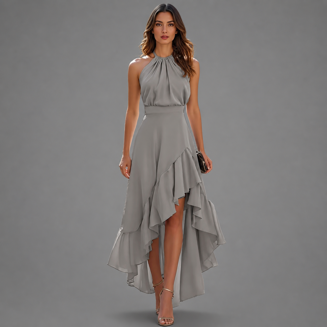 Belinda | Halter Ruffle Maxi Dress