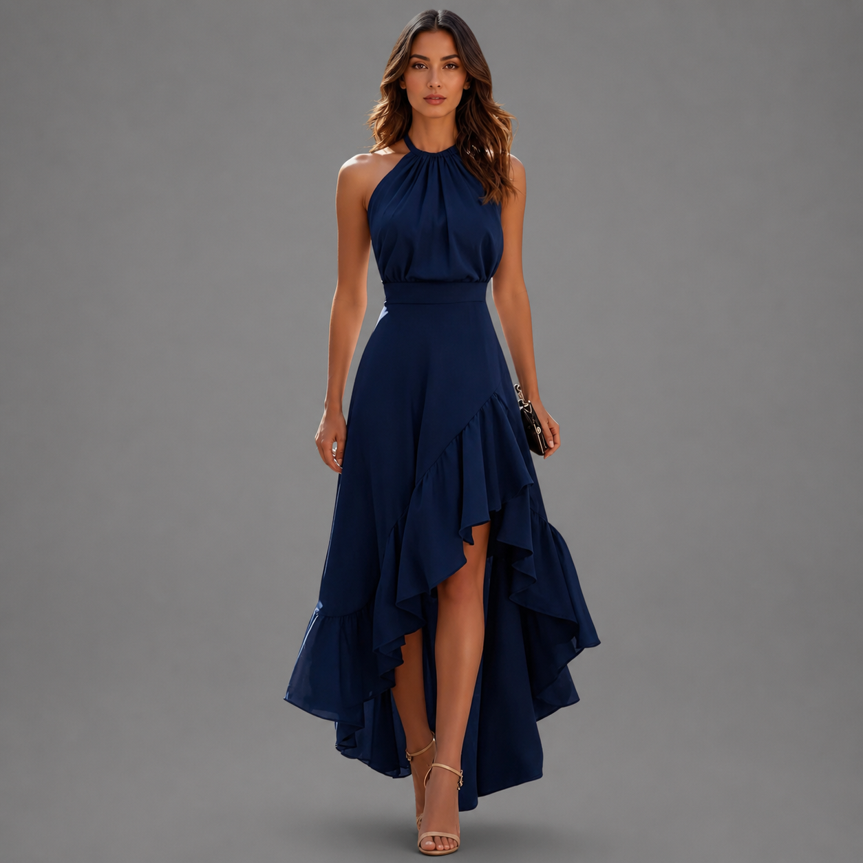 Belinda | Halter Ruffle Maxi Dress
