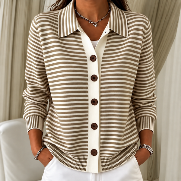 Nola | Gestreepte Herfst Cardigan - 1