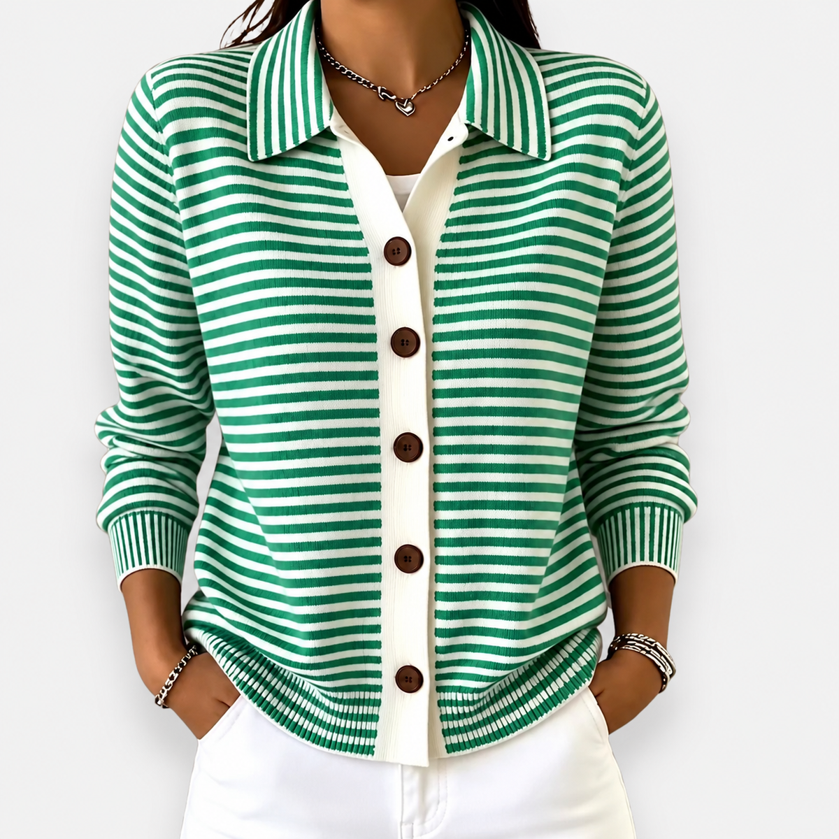 Nola | Gestreepte Herfst Cardigan - 3
