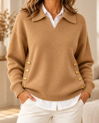 Erminia | Polo neck sweater with gold buttons
