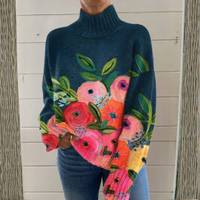 Dolores | Floral knit turtleneck sweater