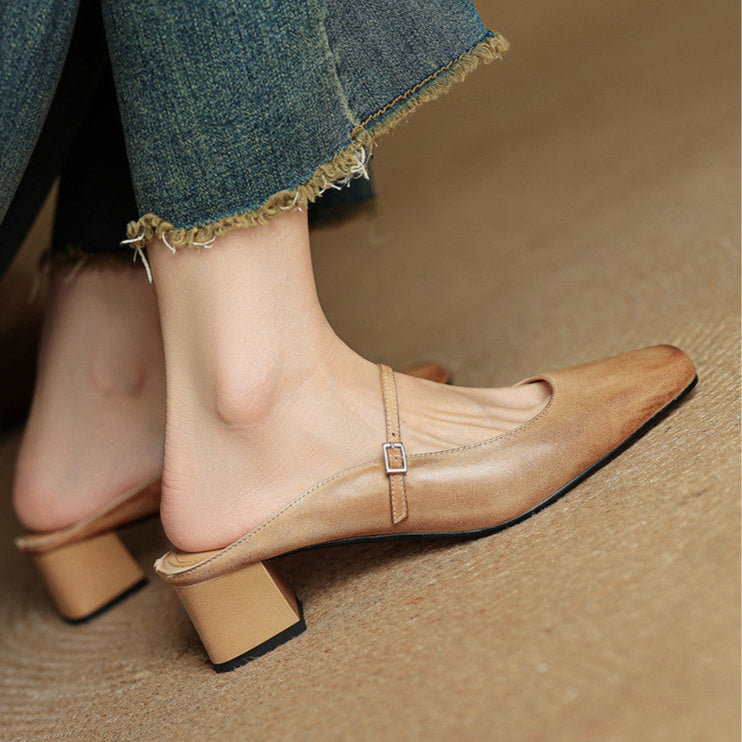 Alicia | Leather Mary Jane Mules