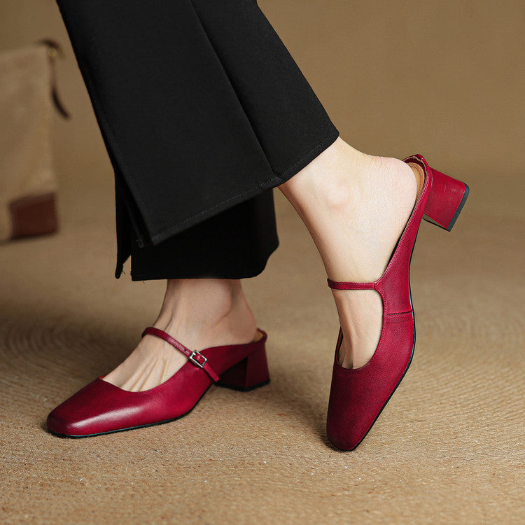 Alicia | Leather Mary Jane Mules