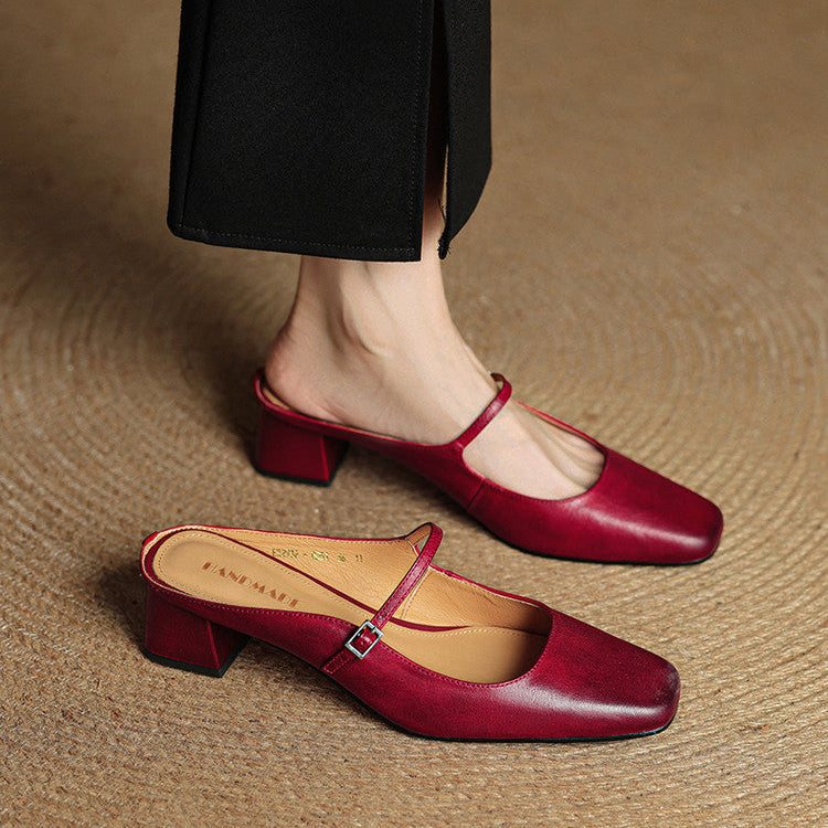 Alicia | Leather Mary Jane Mules