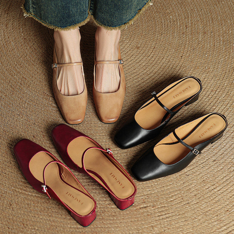 Alicia | Leather Mary Jane Mules