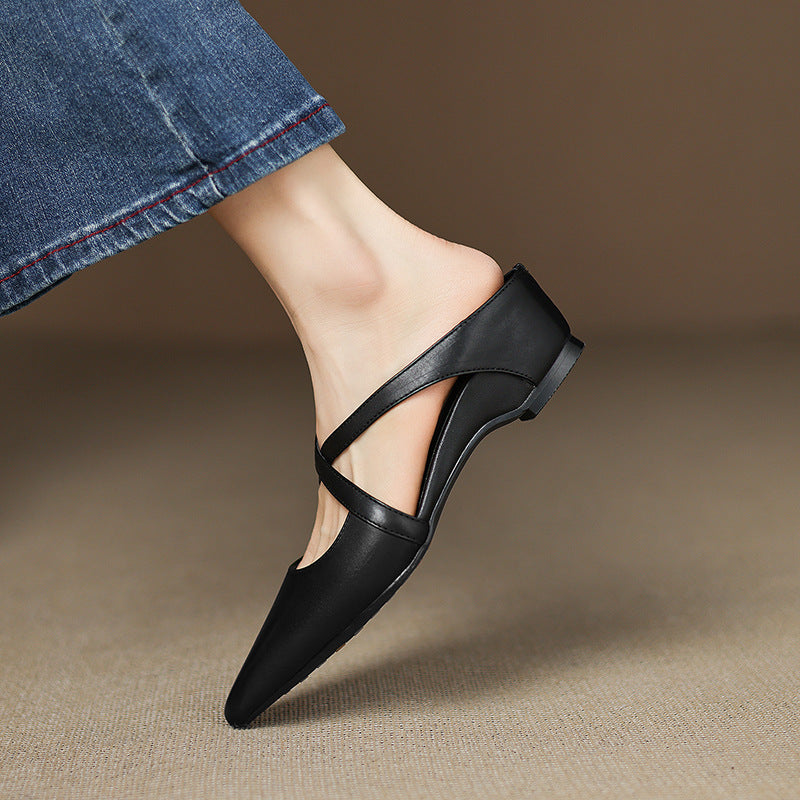 Scarlet Genuine Leather Mules
