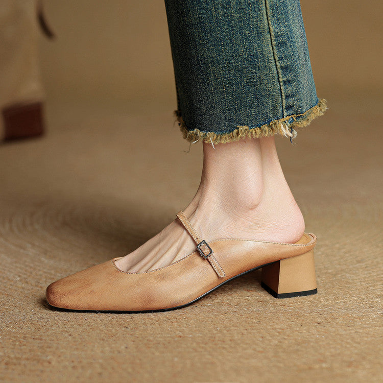 Alicia | Leather Mary Jane Mules