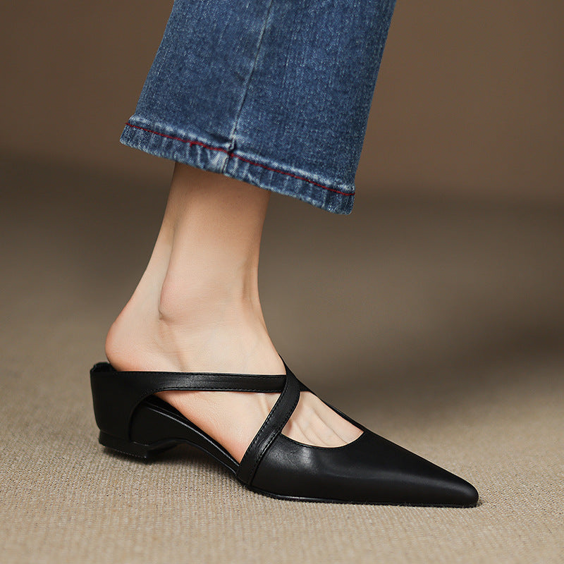 Scarlet Genuine Leather Mules