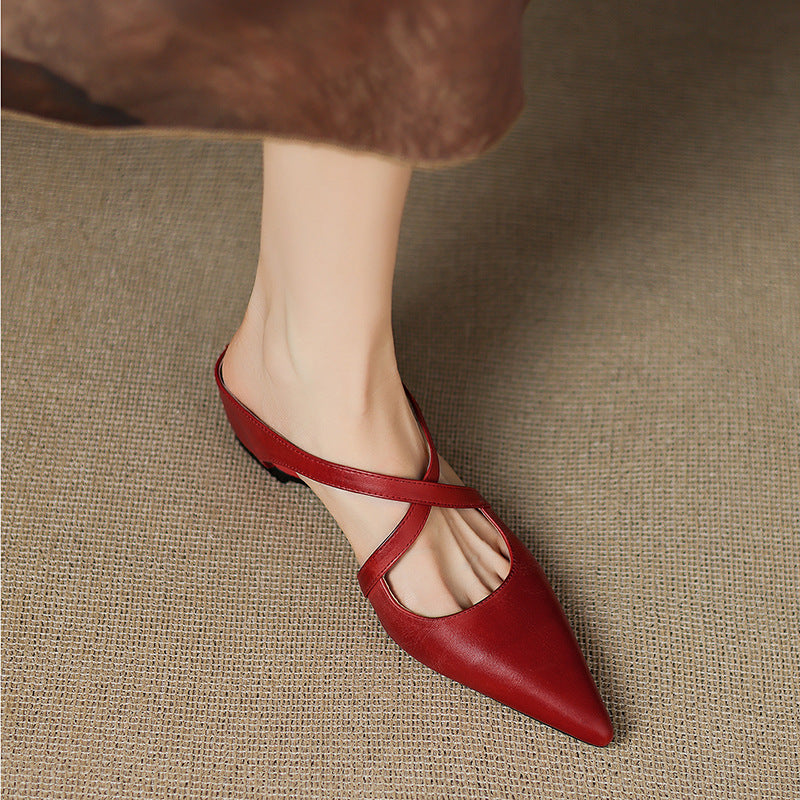 Scarlet Genuine Leather Mules