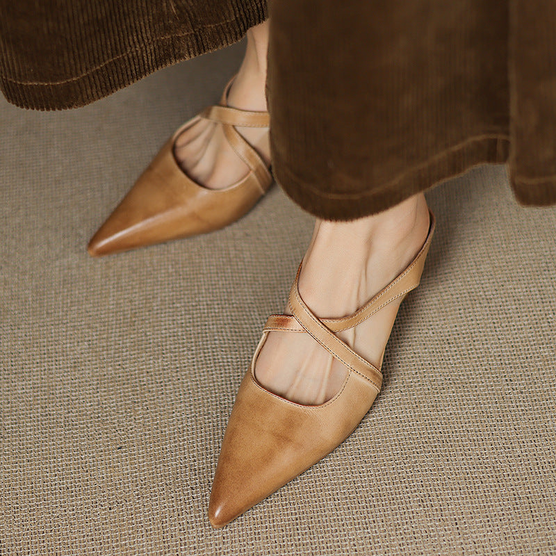 Scarlet Genuine Leather Mules